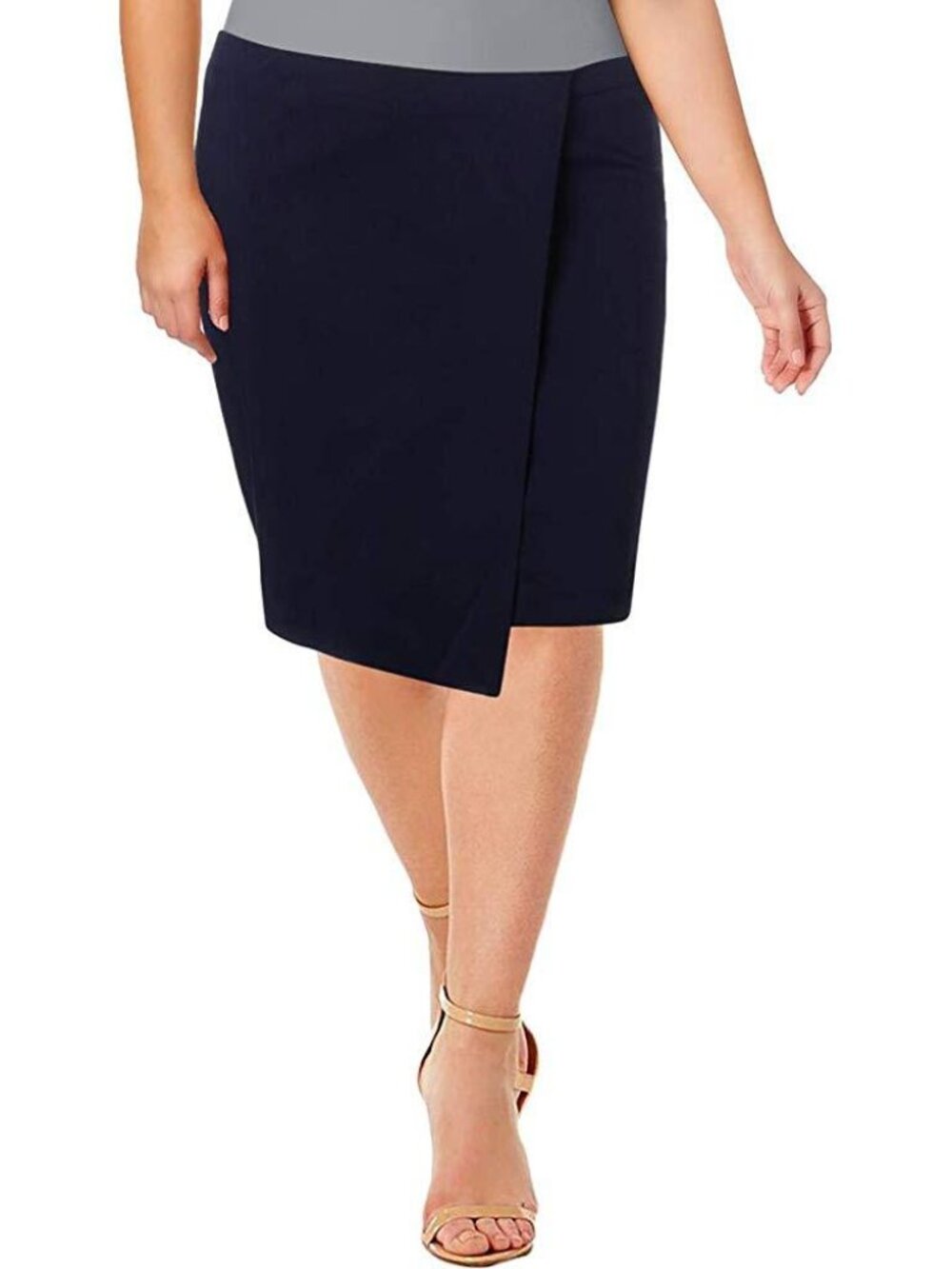 Grace Elements Womens Asymmetric Faux Wrap Pencil Skirt